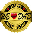Happy father's day golden label, vector illustration