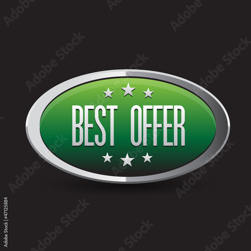 Vector: Green Best offer button vintage style Green Best offer button vintage style