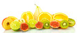 Sliced fruits isolated on white