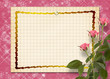 Card for congratulation or invitation with bunch of pink roseske