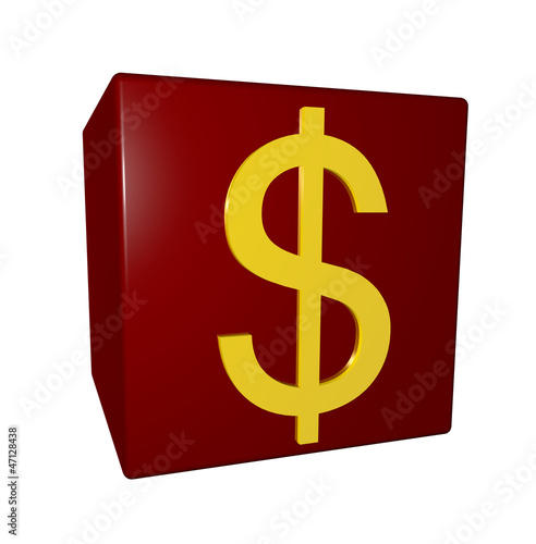 Illustration: $ dollard on red cube $ dollard on red cube