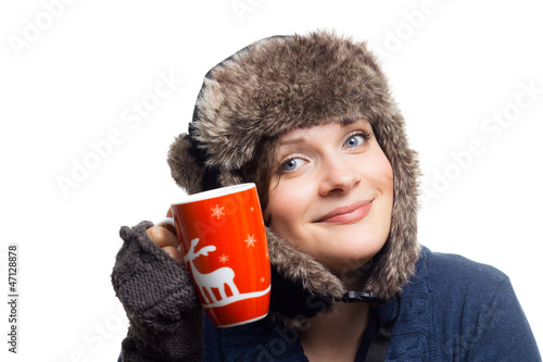 Photo: Eingemummeltes Mädel trinkt Glühwein Eingemummeltes Mädel trinkt Glühwein