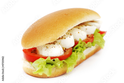 Photo: Sandwich with mozzarella tomato and salad Sandwich with mozzarella tomato and salad