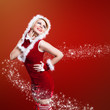 junge blonde Weihnachtsfrau mit Sternchenstaub