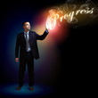 Businessman with light shining