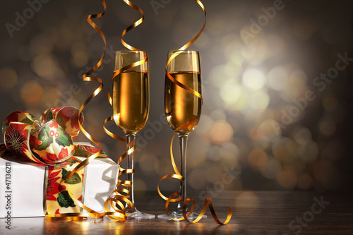 Photo: Glasses of champagne at new year party Glasses of champagne at new year party