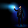 Businessman with light shining