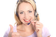 Smiling receptionist giving a thumbs up