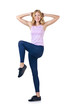 Sport concept  - Woman doing sports on white