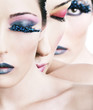 Tris di volti con trucco