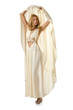 Woman in dress on white