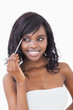 Woman using eye shadow brush