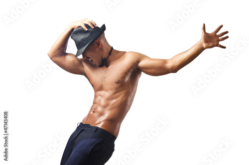 Photo: Naked dancer isolated on the white Naked dancer isolated on the white