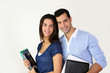 Portrait of cheerful students smiling at camera