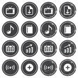Website navigation icons on retro labels set