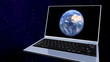 laptop in space   with alpha black and white
