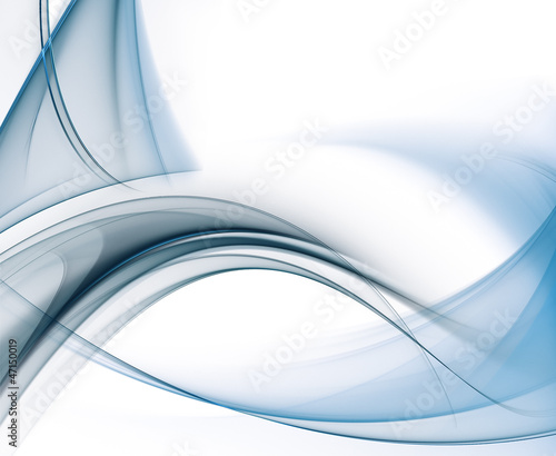 Illustration: Elegant blue fractal waves on white background Elegant blue fractal waves on white background