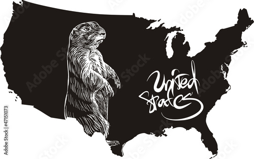 Vector: Marmot and U.S. outline map Marmot and U.S. outline map
