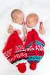 Twins in red hats