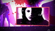 Montage of clubbing and music videos on animated background