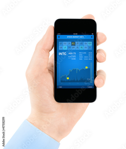 Photo: Stock exchange application on smartphone Stock exchange application on smartphone