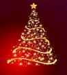 Vector: Fir-tree sparkling from fires on red background! Fir-tree sparkling from fires on red background!