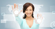 Photo: businesswoman working with touch screen businesswoman working with touch screen