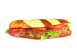 Jausenweckerl, belegt mit Salami, Tomaten und Salatblatt