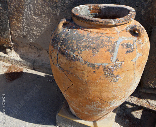 Photo: Ancient crater found at Phaestos, Crete island, Greece Ancient crater found at Phaestos, Crete island, Greece