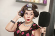 Happy Woman Looking in Mirror