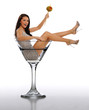 Photo: Young Brunette Woman in a Martini Glass Young Brunette Woman in a Martini Glass
