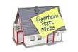Haus mit Zettel und Eigenheim statt Miete