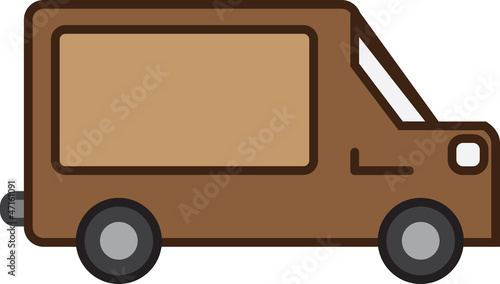 Vector: Isolated brown shipping truck with empty sign Isolated brown shipping truck with empty sign