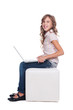 pretty smiley schoolgirl with laptop