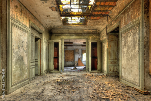 Photo: Decayed corridor in an abandoned central office of factory Decayed corridor in an abandoned central office of factory