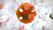 Orange egg being fertilized