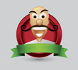 Bald man cartoon character wist mustache