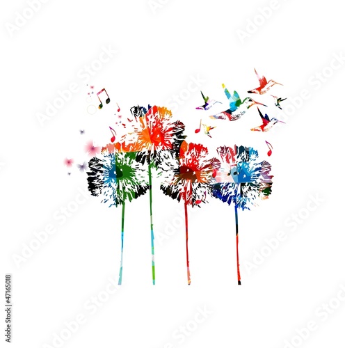 Vector: Abstract colorful dandelion background Abstract colorful dandelion background