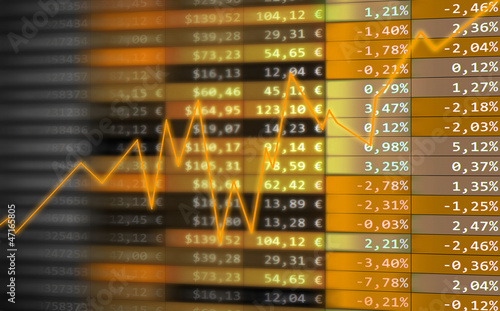 Photo: Tableau cours de bourse graphique jaune Tableau cours de bourse graphique jaune