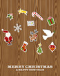 Retro wooden hanging Christmas set