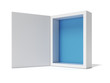 Illustration: Opened white Box with blue inside Opened white Box with blue inside