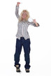 Woman getting an electric shock