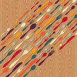 Cutlery silhouette icons over wooden background
