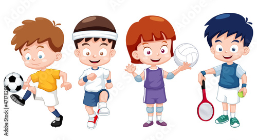 Vector: illustration of Cartoon kids sports characters illustration of Cartoon kids sports characters