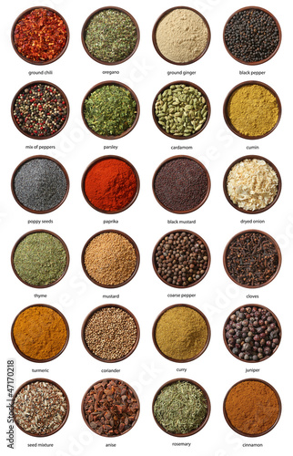 Photo: Different spices isolated on white background. Large Image Different spices isolated on white background. Large Image