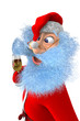 3d render of Santa Claus with glass of champagne
