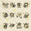 Horoscope Zodiac  Star signs, vector set.