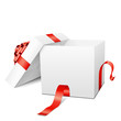Geschenk, Geschenkpaket, Paket, Box, Weiß, offen, 3D, Vektor