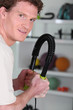 a mid-aged man doing fitness