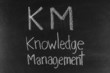 KM concept written on blackboard background high resolution